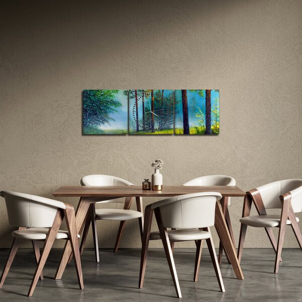 Obraz - Obraz olejny przedstawiający krajobraz (z zegarem) (90x30 cm)
