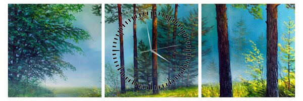 Obraz - Obraz olejny przedstawiający krajobraz (z zegarem) (90x30 cm)