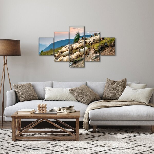 Obraz - Stado owiec (125x70 cm)