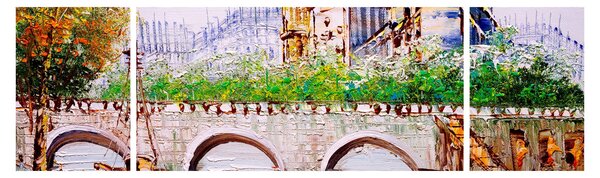 Obraz - Obraz olejny przedstawiający miasto (170x50 cm)