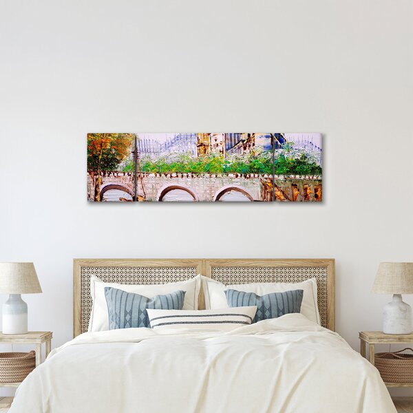 Obraz - Obraz olejny przedstawiający miasto (170x50 cm)