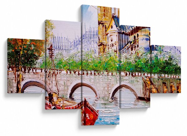 Obraz - Obraz olejny przedstawiający miasto (125x70 cm)