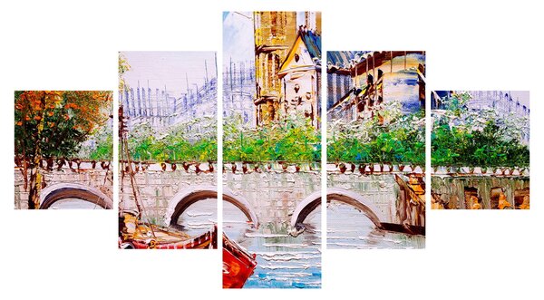 Obraz - Obraz olejny przedstawiający miasto (125x70 cm)