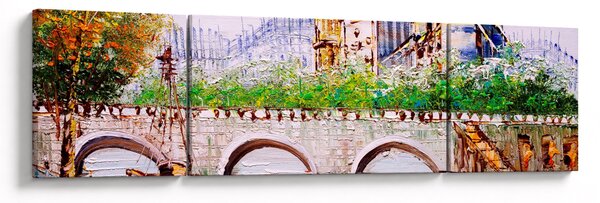 Obraz - Obraz olejny przedstawiający miasto (170x50 cm)