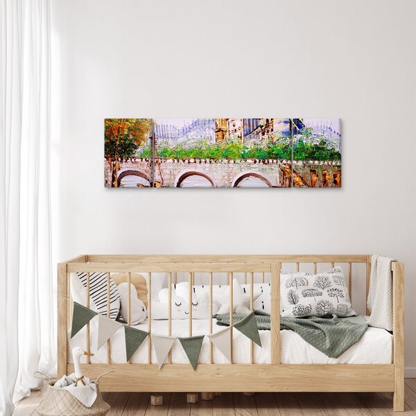 Obraz - Obraz olejny przedstawiający miasto (170x50 cm)