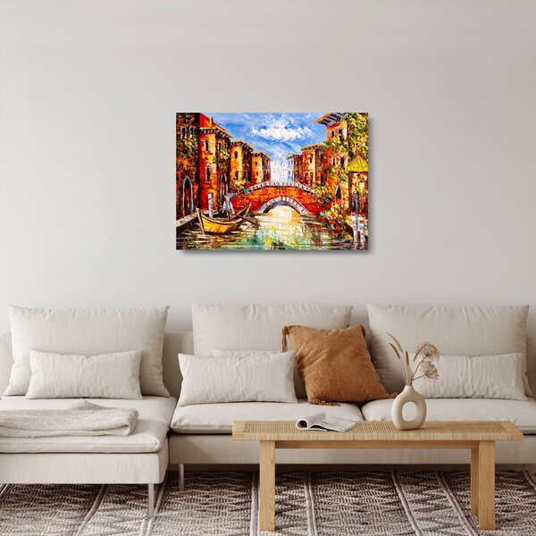 Obraz na szkle - Obraz olejny przedstawiający miasto III. (70x50 cm)