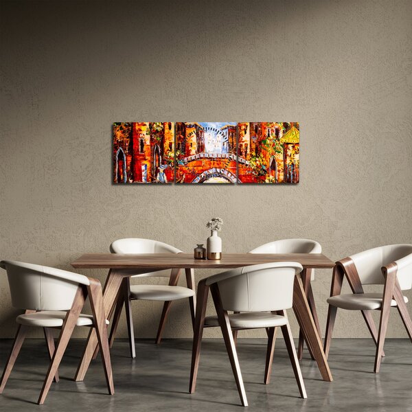 Obraz - Obraz olejny przedstawiający miasto III. (z zegarem) (90x30 cm)
