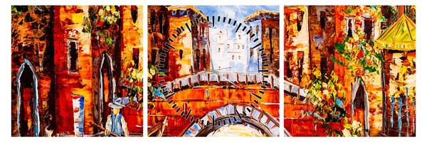 Obraz - Obraz olejny przedstawiający miasto III. (z zegarem) (90x30 cm)