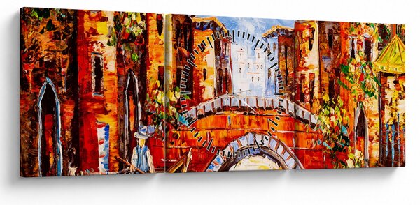 Obraz - Obraz olejny przedstawiający miasto III. (z zegarem) (90x30 cm)