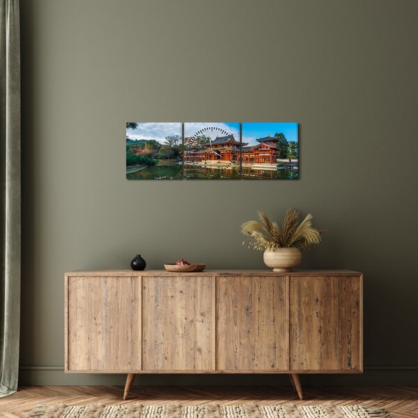 Obraz - Świątynia Byodo-in, Japonia (z zegarem) (90x30 cm)