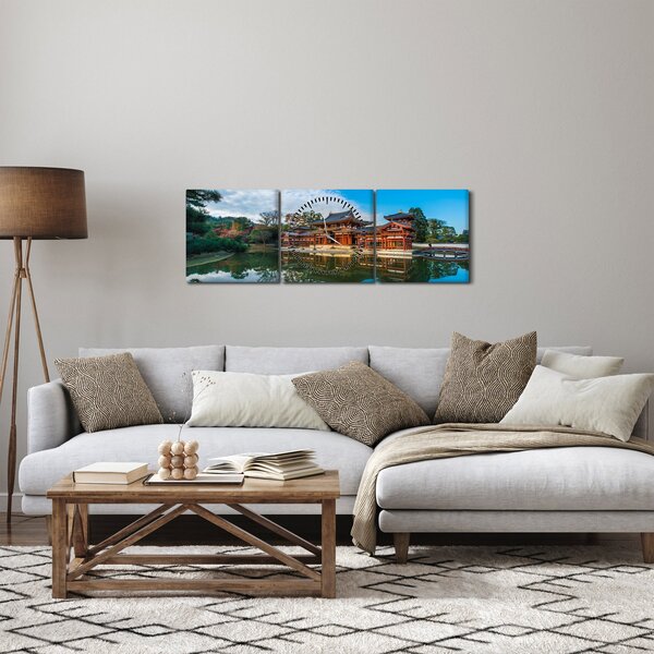 Obraz - Świątynia Byodo-in, Japonia (z zegarem) (90x30 cm)