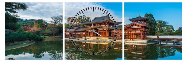 Obraz - Świątynia Byodo-in, Japonia (z zegarem) (90x30 cm)