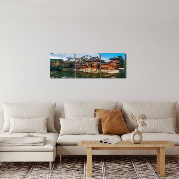 Obraz - Świątynia Byodo-in, Japonia (z zegarem) (90x30 cm)