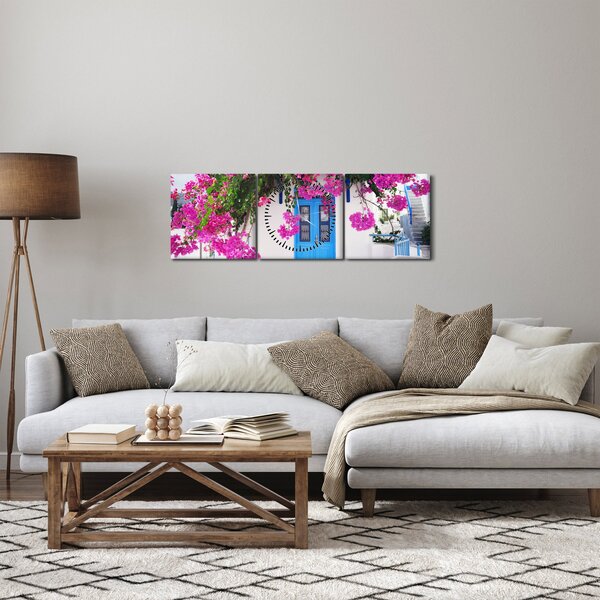 Obraz - Tradycyjny grecki dom (z zegarem) (90x30 cm)