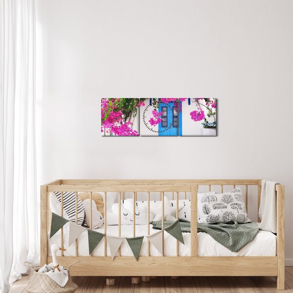 Obraz - Tradycyjny grecki dom (z zegarem) (90x30 cm)