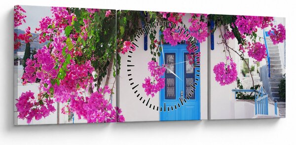 Obraz - Tradycyjny grecki dom (z zegarem) (90x30 cm)