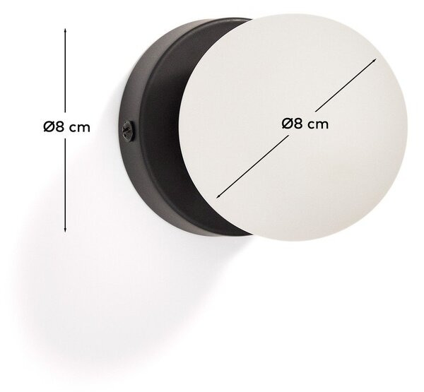 Biały/czarny metalowy kinkiet ø 8 cm Brisia – Kave Home