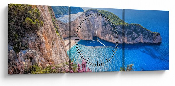 Obraz - Plaża Navagio, Grecja (z zegarem) (90x30 cm)