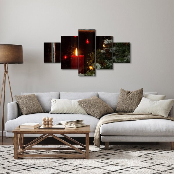 Obraz - Świecąca świeca bożonarodzeniowa (125x70 cm)