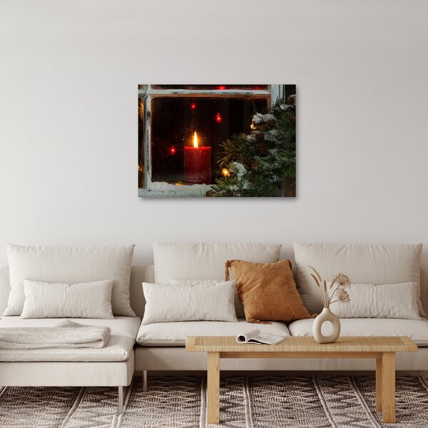 Obraz - Świecąca świeca bożonarodzeniowa (70x50 cm)
