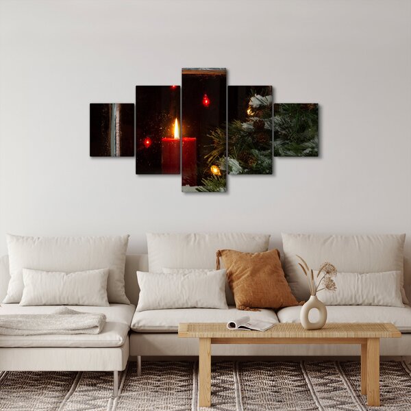 Obraz - Świecąca świeca bożonarodzeniowa (125x70 cm)