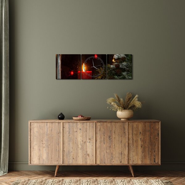 Obraz - Świecąca świeca bożonarodzeniowa (z zegarem) (90x30 cm)