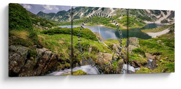 Obraz - Widok na górę Riła (z zegarem) (90x30 cm)