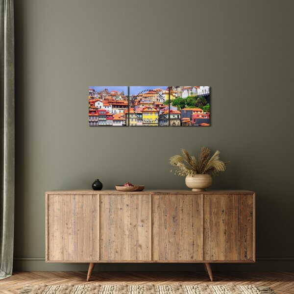 Obraz - Ribeira, Portugalia (z zegarem) (90x30 cm)