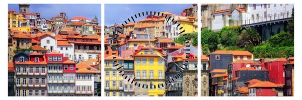 Obraz - Ribeira, Portugalia (z zegarem) (90x30 cm)
