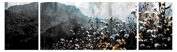 Obraz - Ilustracja przedstawiająca dzikie kwiaty (170x50 cm)