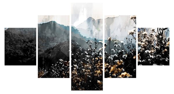 Obraz - Ilustracja przedstawiająca dzikie kwiaty (125x70 cm)
