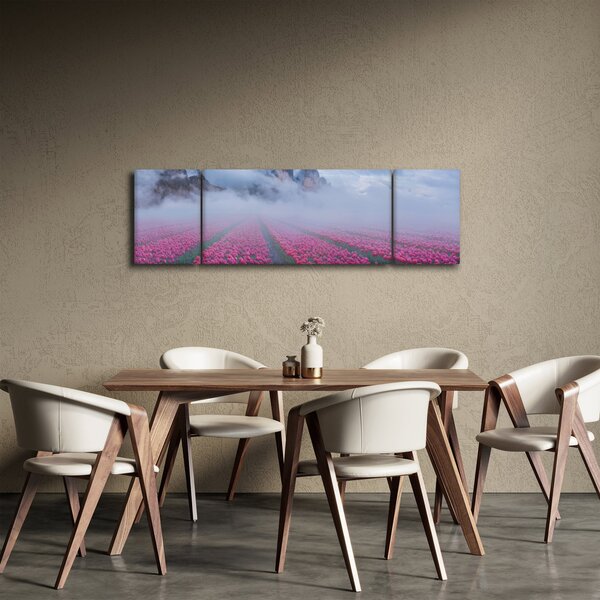 Obraz - Krajobraz z polami tulipanów (170x50 cm)