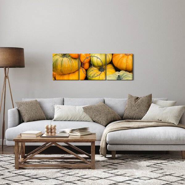 Obraz - Jesienna dynia (z zegarem) (90x30 cm)