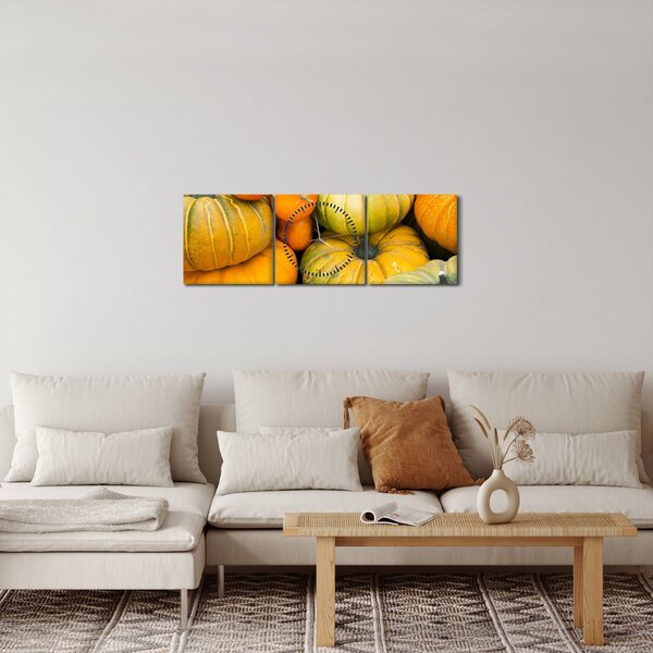 Obraz - Jesienna dynia (z zegarem) (90x30 cm)
