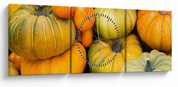 Obraz - Jesienna dynia (z zegarem) (90x30 cm)