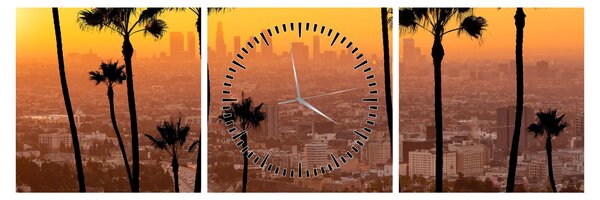 Obraz - Panorama Los Angeles (z zegarem) (90x30 cm)