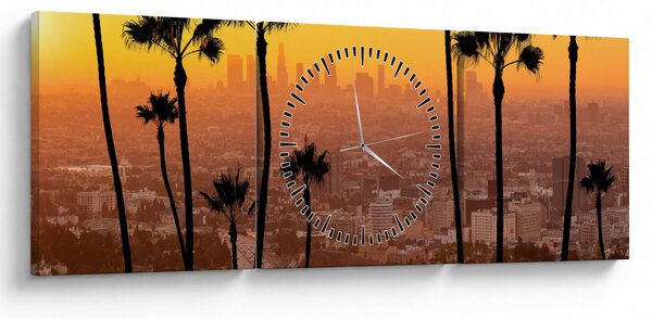 Obraz - Panorama Los Angeles (z zegarem) (90x30 cm)