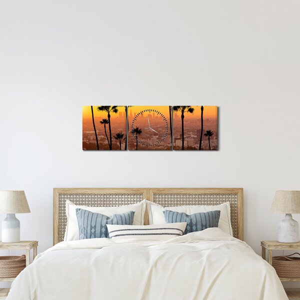 Obraz - Panorama Los Angeles (z zegarem) (90x30 cm)
