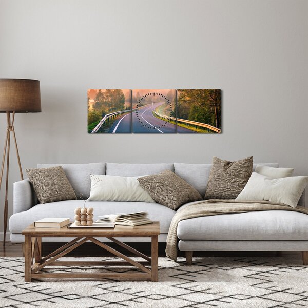 Obraz - Podróż o wschodzie słońca (z zegarem) (90x30 cm)