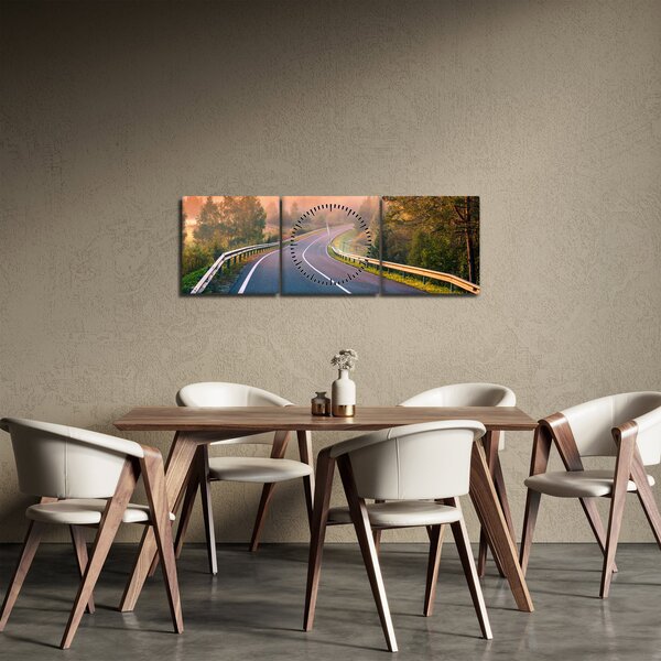 Obraz - Podróż o wschodzie słońca (z zegarem) (90x30 cm)