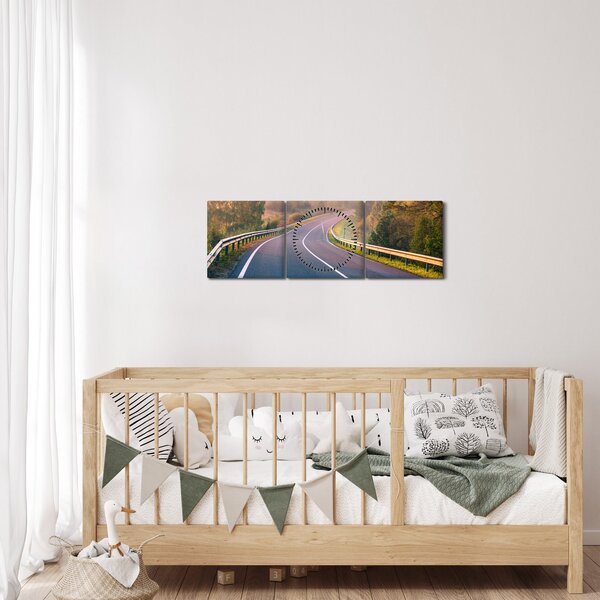 Obraz - Podróż o wschodzie słońca (z zegarem) (90x30 cm)
