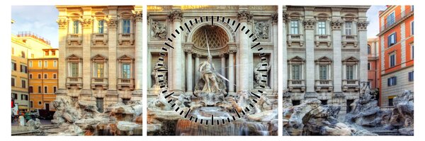 Obraz - Fontanna di Trevi (z zegarem) (90x30 cm)
