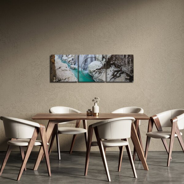 Obraz - Islandzka przyroda (z zegarem) (90x30 cm)