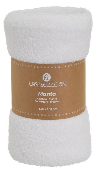 Biały koc z materiału sherpa 130x160 cm Sherpa Bouclé – Casa Selección