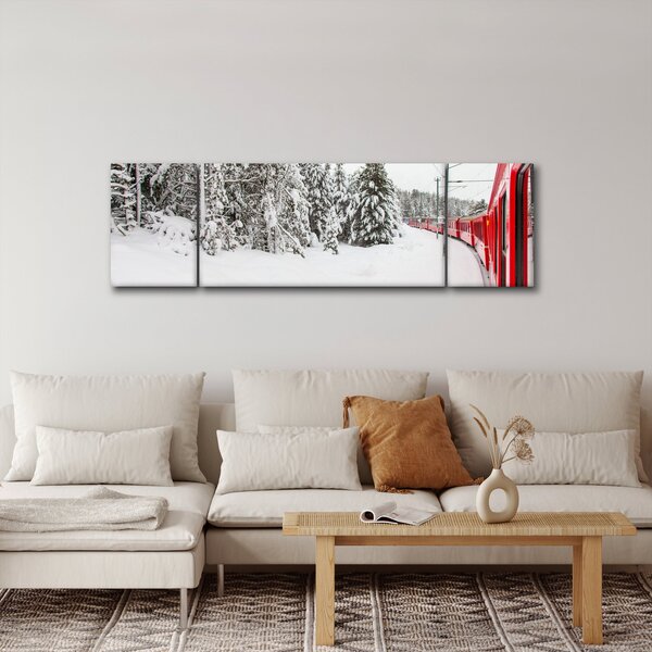 Obraz - Pociąg w zaśnieżonym krajobrazie (170x50 cm)
