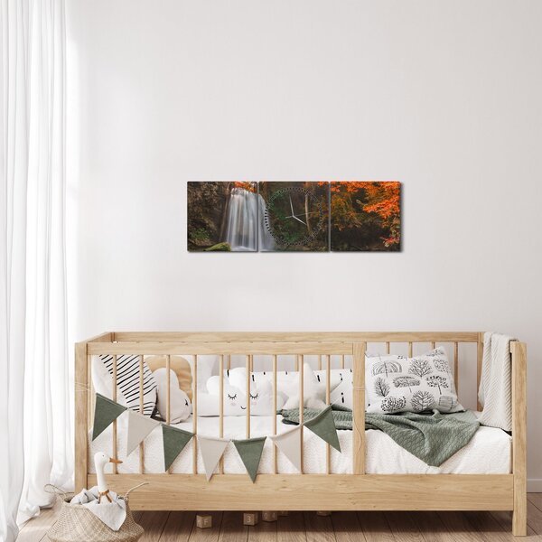 Obraz - Wodospad w Tajlandii (z zegarem) (90x30 cm)