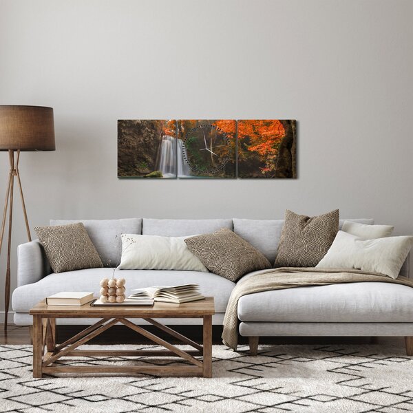 Obraz - Wodospad w Tajlandii (z zegarem) (90x30 cm)