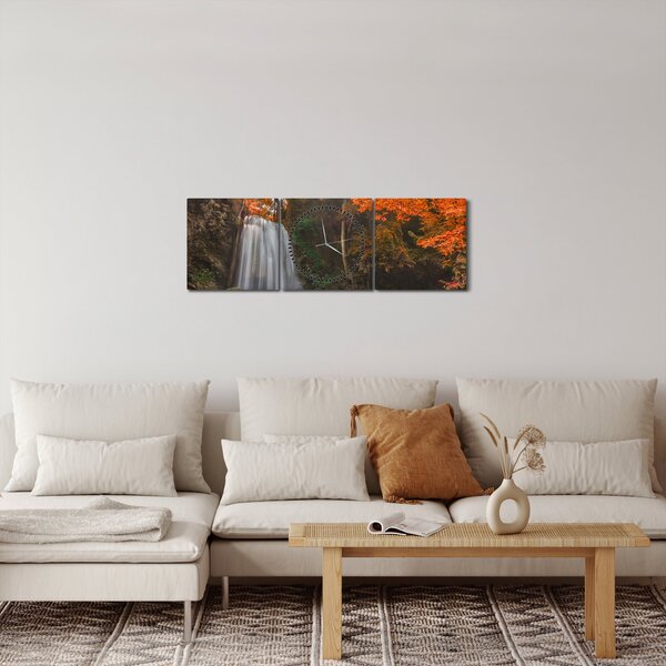 Obraz - Wodospad w Tajlandii (z zegarem) (90x30 cm)