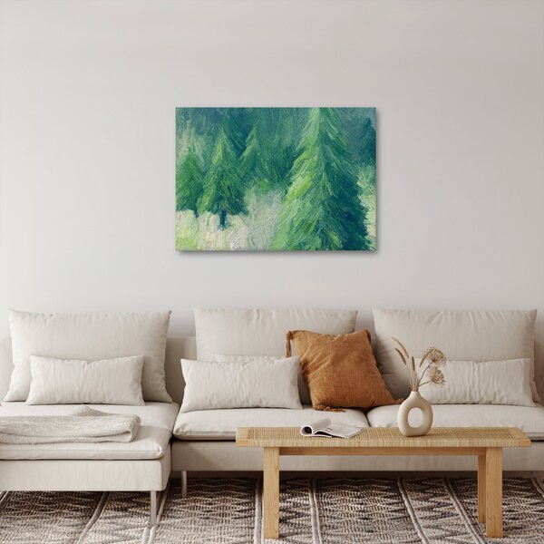 Obraz - Malowane drzewa iglaste (70x50 cm)