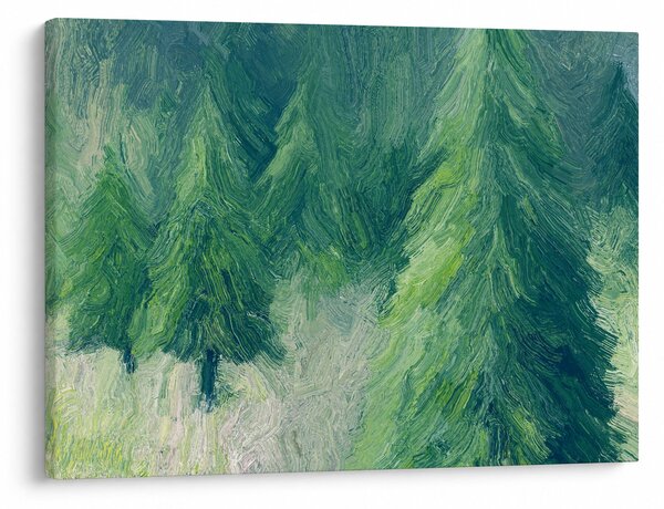 Obraz - Malowane drzewa iglaste (70x50 cm)